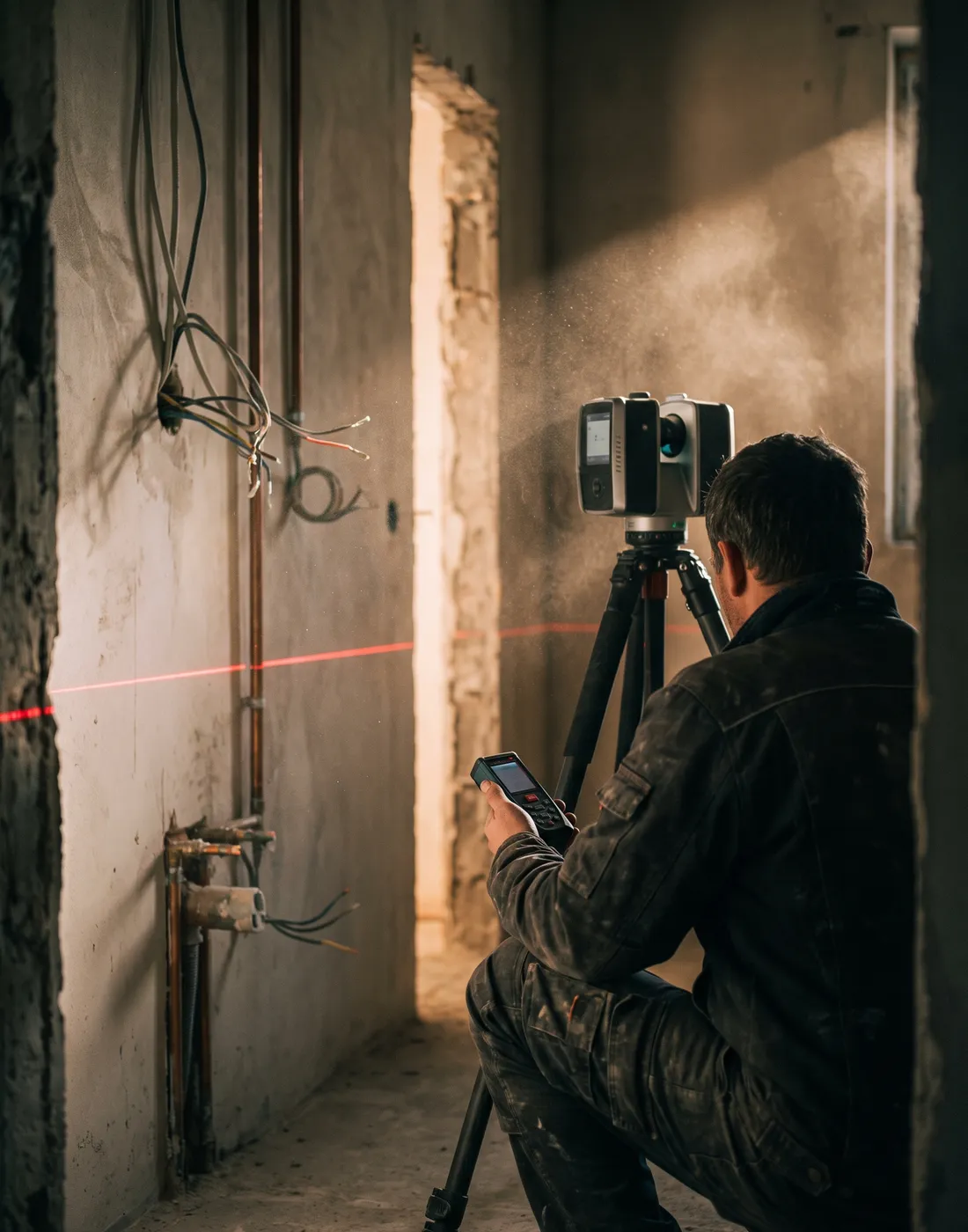 Laser scanner surveying a site