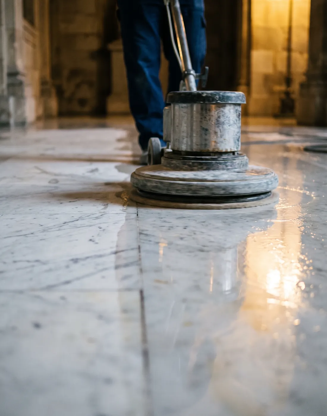 Polishing a marble floor